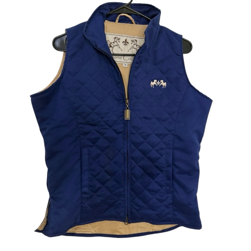 Equine Couture Navy Quilted Riding Vest Women’s M Equestrian Micro Suede NWOT - Picture 3 of 9